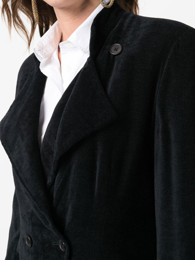 Pre-owned Giorgio Armani 1990s Double-breasted Velvet Jacket In Black
