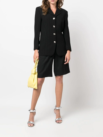 Pre-owned Versace 1990s Pinstripe Single-breasted Blazer In Black