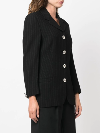 Pre-owned Versace 1990s Pinstripe Single-breasted Blazer In Black