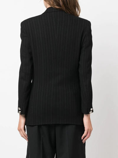 Pre-owned Versace 1990s Pinstripe Single-breasted Blazer In Black