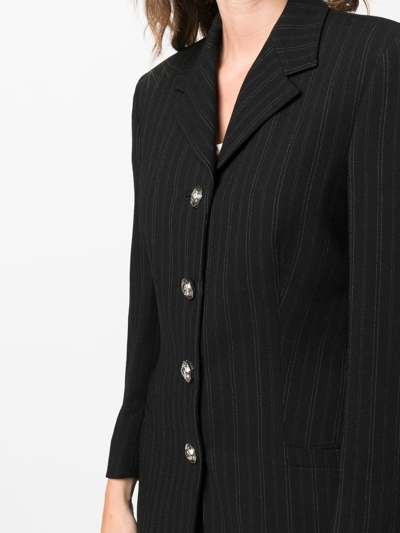 Pre-owned Versace 1990s Pinstripe Single-breasted Blazer In Black