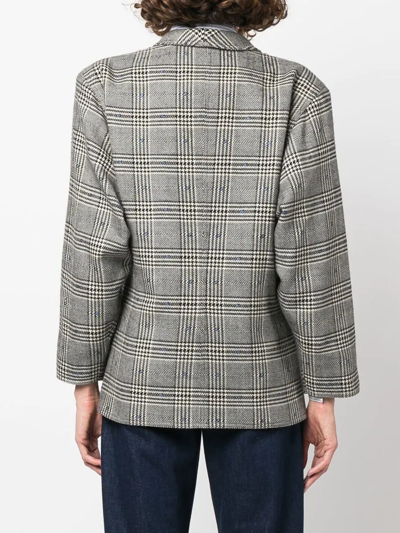 Pre-owned Versace 1970s Houndstooth-pattern Deconstructed Jacket In Grey
