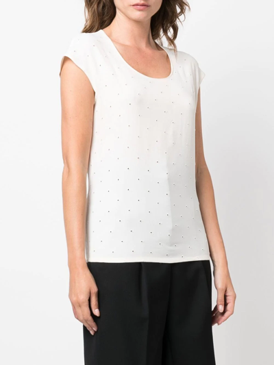 Pre-owned Versace 2000s Broderie Anglaise Short-sleeved Blouse In Neutrals