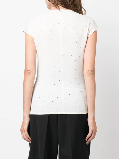Pre-owned Versace 2000s Broderie Anglaise Short-sleeved Blouse In Neutrals