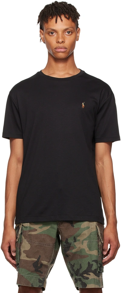 Shop Polo Ralph Lauren Black Cotton T-shirt In Polo Black