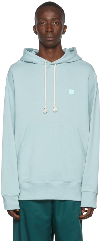 Shop Acne Studios Blue Cotton Hoodie In Aqh Ice Blue
