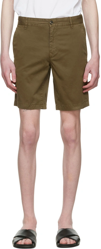 Shop Hugo Boss Green Slim-fit Shorts In 308 Dark Green