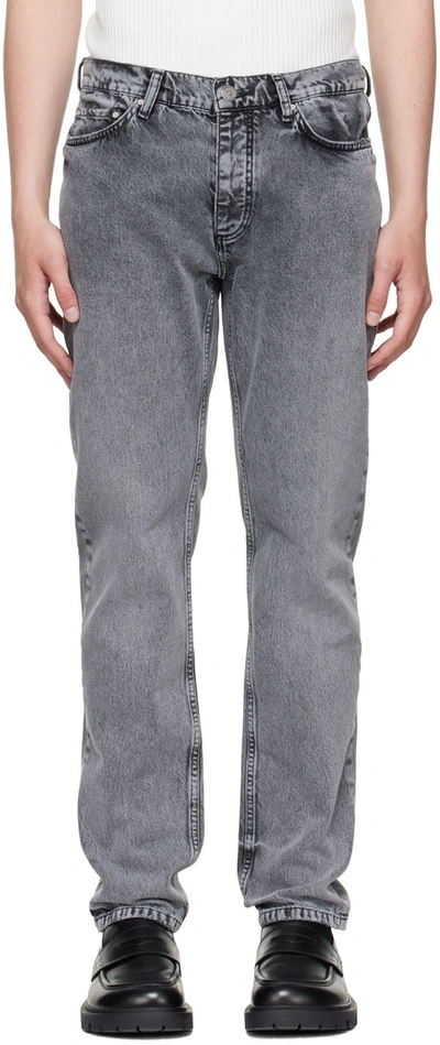 Shop Han Kjobenhavn Gray Tapered Jeans In Black Washed