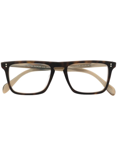 Shop Oliver Peoples Bernardo Square-frame Glasses In Brown