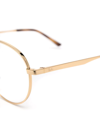Shop Ray Ban Polished-effect Round-frame Glasses In Gold