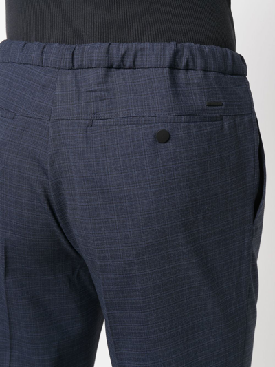 Shop Incotex Checked Drawstring Trousers In Blue