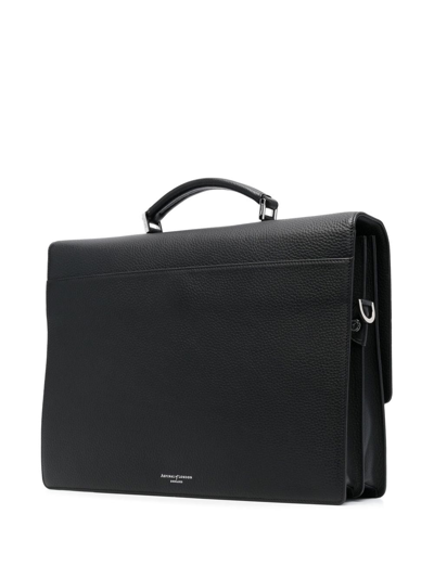 Aspinal Of London City Laptop Leather Briefcase In Black