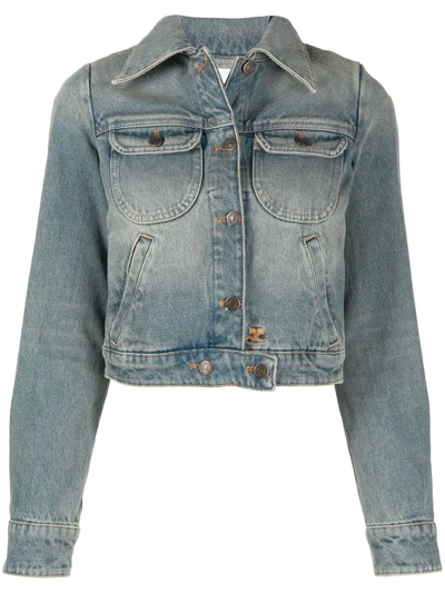 Shop Courrèges Button-down Denim Jacket In Blue