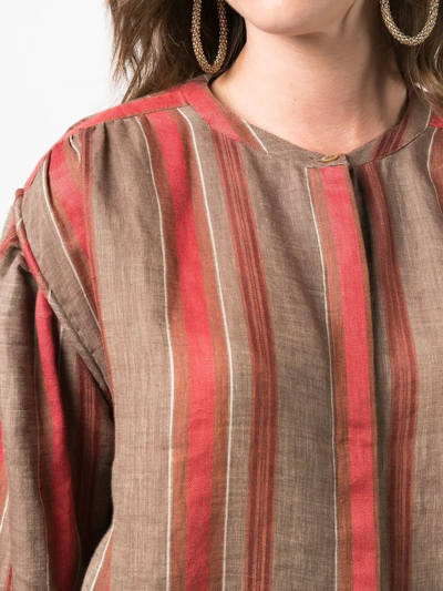 Pre-owned Giorgio Armani 1980s Striped Linen Jacket In Neutrals