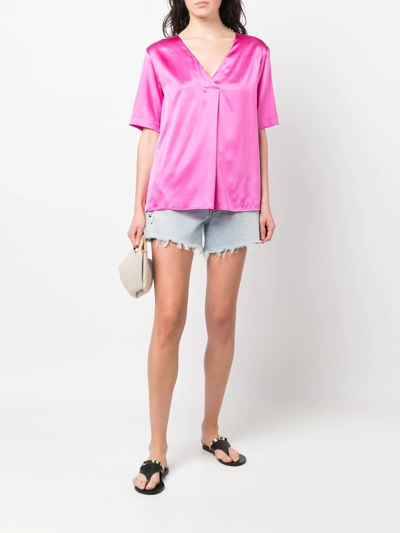 Shop Xacus V-neck Blouse In Pink