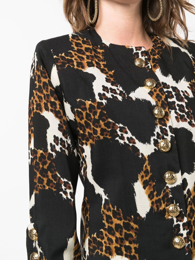 Pre-owned Saint Laurent 1980s Animal-print Single-breasted Jacket In Black
