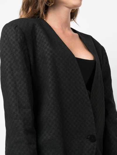 Pre-owned Giorgio Armani 1980s Check-pattern Single-breasted Jacket In Black