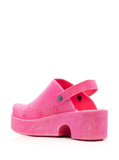 Shop Xocoi Engraved-logo Slingback-strap Slippers In Pink