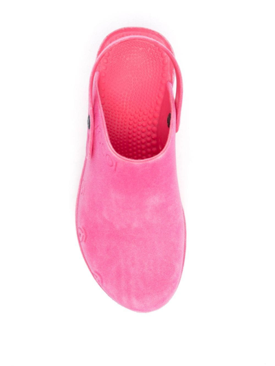 Shop Xocoi Engraved-logo Slingback-strap Slippers In Pink