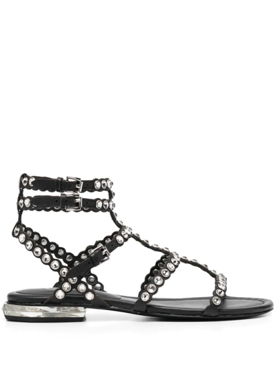 Shop Ash Sa Crystal-embellished Sandals In Black