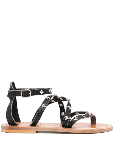 Shop Kjacques Heracles Flat Sandals In Black