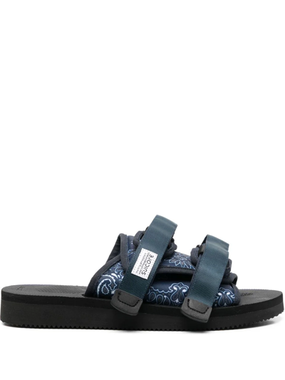 Shop Suicoke Flat Touch-strap Sandals In Blue