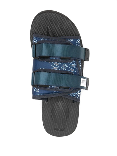 Shop Suicoke Flat Touch-strap Sandals In Blue