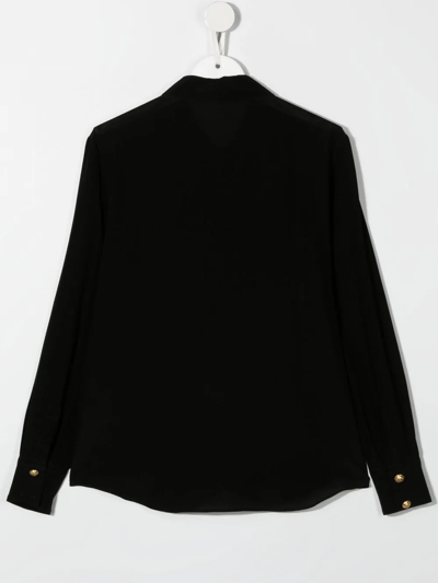 Shop Balmain Teen Decorative-button Shirt In Black