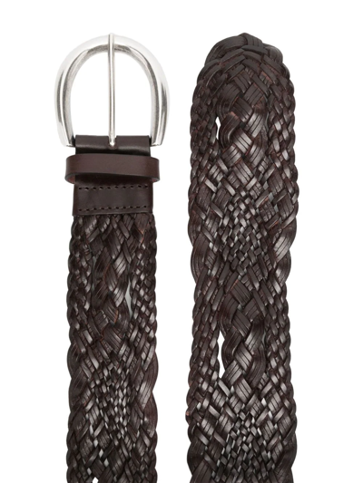 Shop Orciani Braided-strap Leather Belt In Brown
