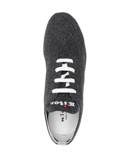 Shop Kiton Embroidered-logo Tongue Sneakers In Grey
