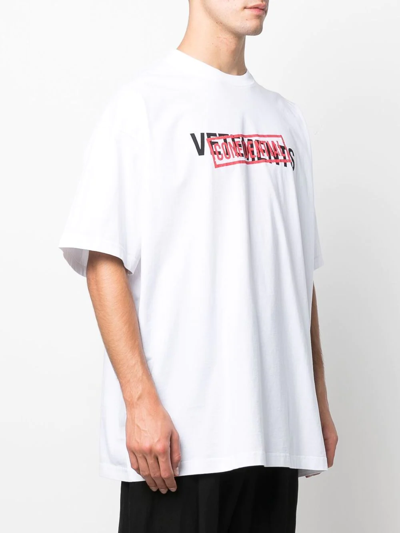 Shop Vetements Confidential Logo-print T-shirt In White