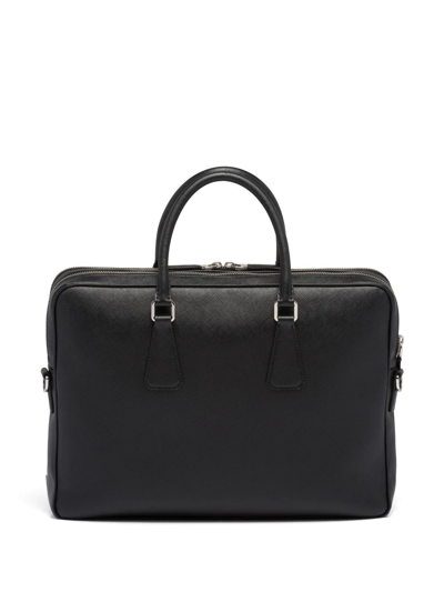 Shop Prada Saffiano Leather Briefcase In 黑色