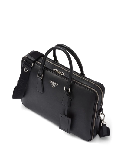 Shop Prada Saffiano Leather Briefcase In 黑色