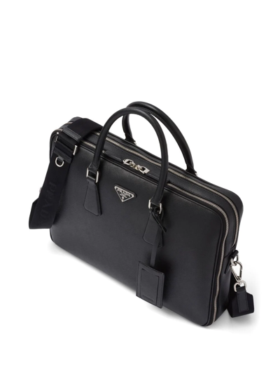 Prada Saffiano Leather Briefcase In 黑色
