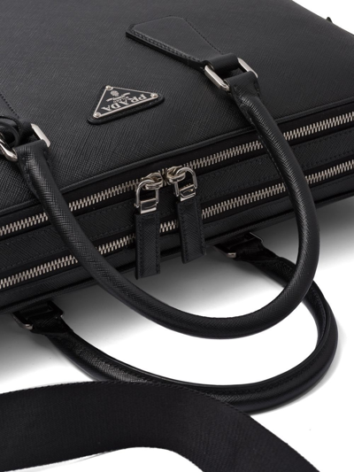 Prada Saffiano Leather Briefcase In 黑色
