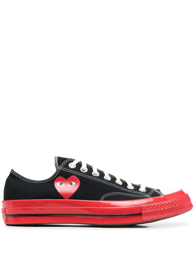 Shop Comme Des Garçons Play Heart-print Low-top Sneakers In Black