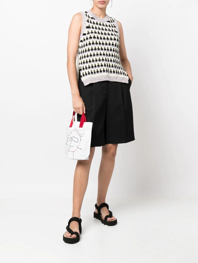 Shop Plan C Graphic-print Waved Tote Bag In White