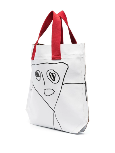 Shop Plan C Graphic-print Waved Tote Bag In White