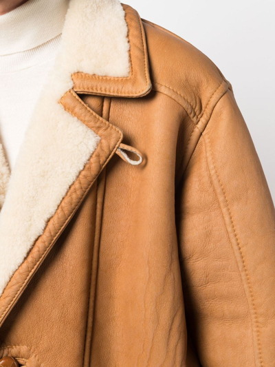 Pre-owned A.n.g.e.l.o. Vintage Cult 1980s Shearling-lined Leather Coat In Neutrals