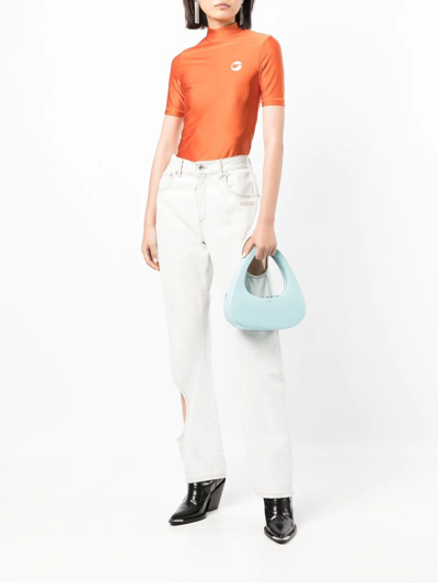 Coperni Logo-print Mock-neck T-shirt In 橘色