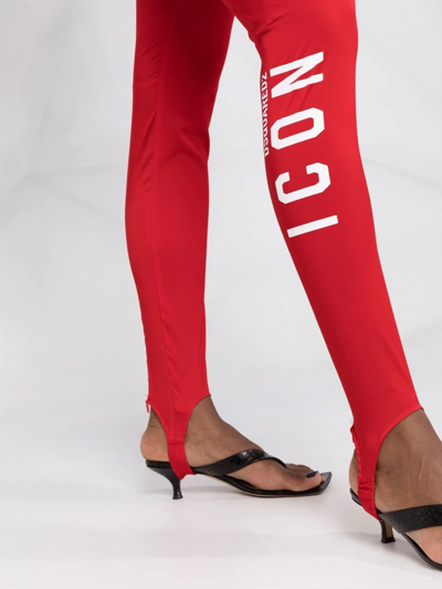 Shop Dsquared2 Logo-print Stirrup Leggings In 红色