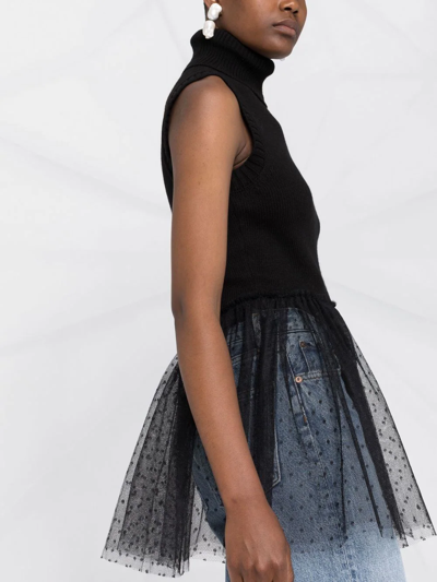 Red Valentino Knitted Peplum Top In 黑色