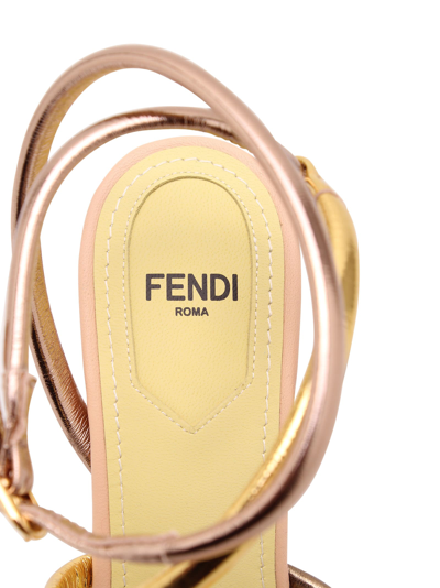 Shop Fendi First Leather Sandals In Silver