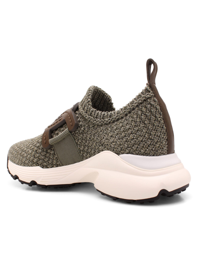 Shop Tod's Tods Knitted Slip On Sneakers In Kakhi
