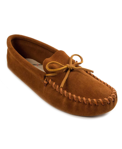 Shop Minnetonka Men's Laced Softsole Moccasin Loafers In Brown
