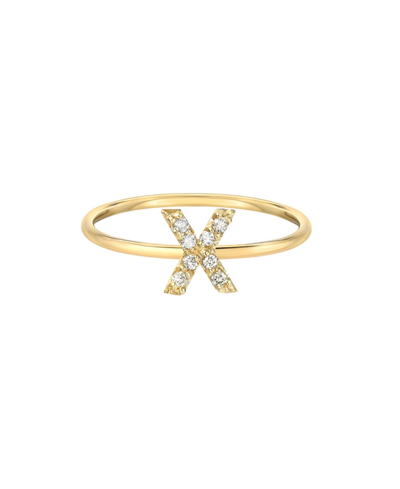 Shop Zoe Lev Diamond Initial 14k Yellow Gold Ring In Gold-x