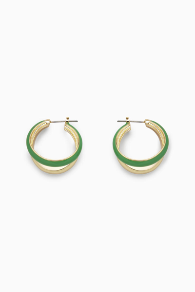 Shop Cos Layered Hoop Earrings In Green