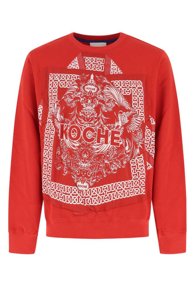 Shop Koché Graphic Printed Crewneck Sweatshirt In Red