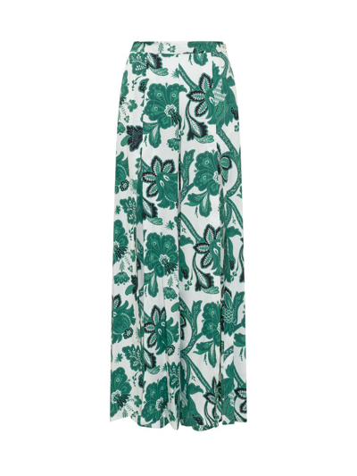 Shop Etro Printed Front Slit Wide Leg Trousers In Multi