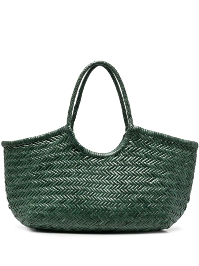 Shop Dragon Diffusion Woven Leather Shoulder Bag In Green